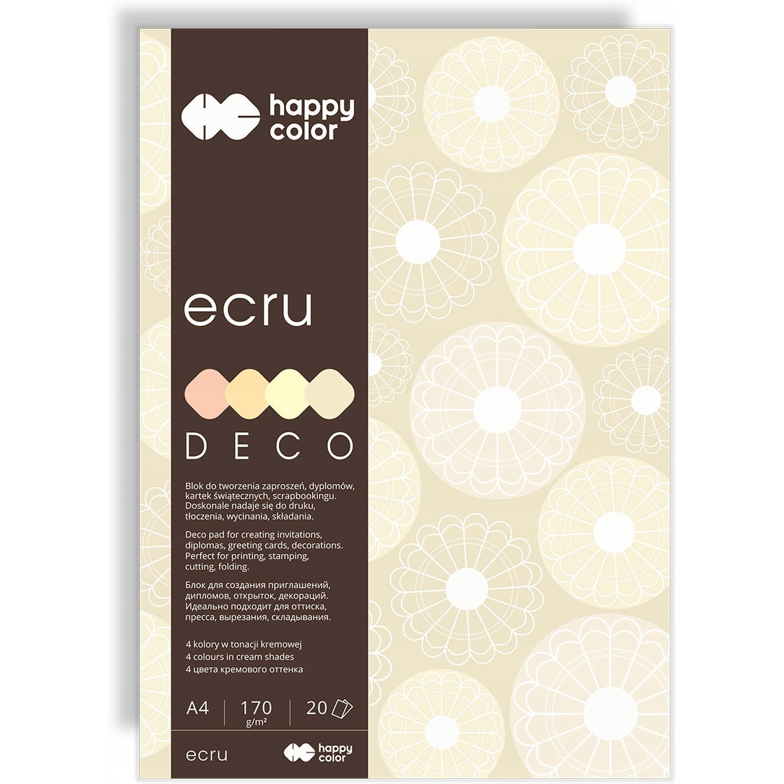 Blok z papierem barwionym DECO ECRU A4/170g 4kol 20k HA 3717 2030-092